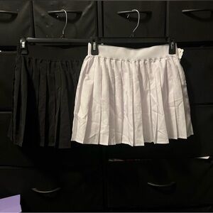 Elegant Black and White Pleated Skirt Set